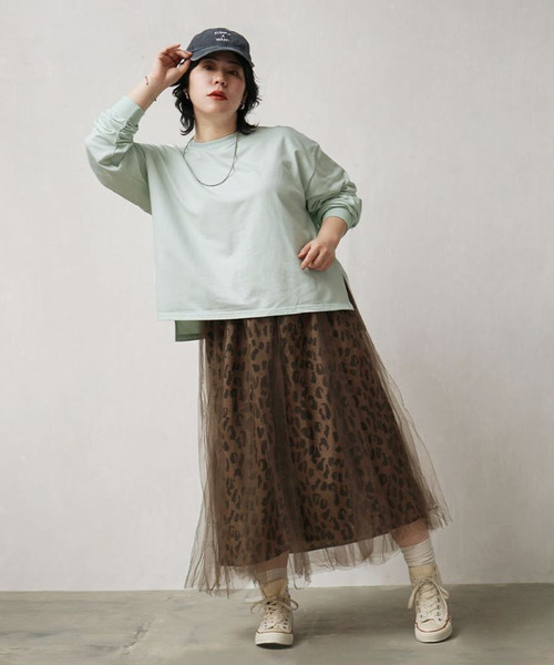 zootie(ズーティー)の「こなれリラックス リブ袖スリットプルオーバー(Tシャツ/カットソー・レディース・ダークグリーン/オレンジ系/ネイビー/ミント/グレイッシュベージュ/ブラック/杢グレー/オフホワイト・M)」の21枚目の写真