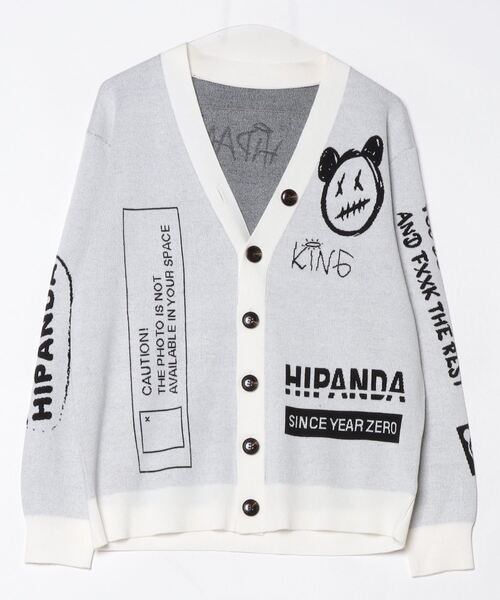 HIPANDA(ハイパンダ)の「(HIPANDA ハイパンダ) 男女兼用 HIIPANDA グラフィティ ロゴ カーディガン(カーディガン/ボレロ・メンズ・ブラック/ホワイト・X-LARGE/LARGE/MEDIUM/XX-LARGE/SMALL)」の2枚目の写真