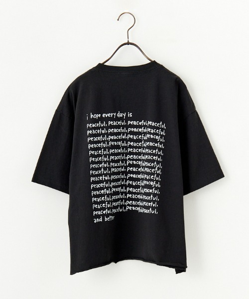 tシャツ 「FUNG/ファング」 PEACEFUL FB カットオフプリントTシャツ レディース FUNG/ファング] PEACEFUL FB カットオフプリントTシャツ（T