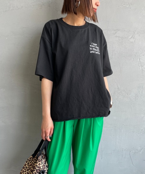 tシャツ 「FUNG/ファング」 PEACEFUL FB カットオフプリントTシャツ レディース FUNG/ファング] PEACEFUL FB カットオフプリントTシャツ（T
