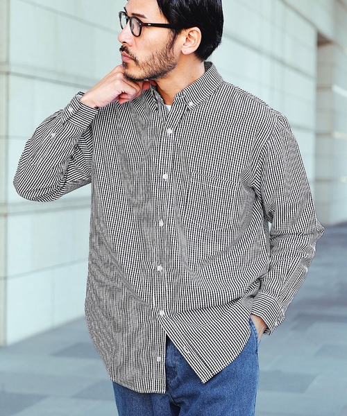 jiggys shop（ジギーズショップ）の「TCブロード ボタンダウン長袖シャツ（シャツ/ブラウス・メンズ・サックスブルー/ブラック/ホワイト/ブルー系その他3/ブルー系その他/ブラック系その他・X-LARGE/LARGE/MEDIUM/SMALL）」の3枚目の写真