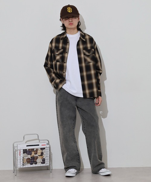 BIG MIKE レーヨン オンブレチェック ブロックチェック シャツ