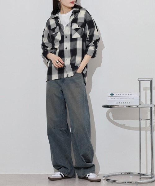 BIG MIKE(ビッグマイク)の「BIG MIKE レーヨン オンブレチェック ブロックチェック シャツ(シャツ/ブラウス・メンズ・ホワイト×ブラック/ブラック・M/L/XL)」の14枚目の写真