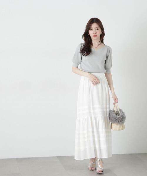 PROPORTION BODY DRESSING(プロポーションボディドレッシング)の「ボリュームタックスカート / 1215120310(スカート・レディース・ライトグリーン/ホワイト・SMALL/MEDIUM)」の13枚目の写真