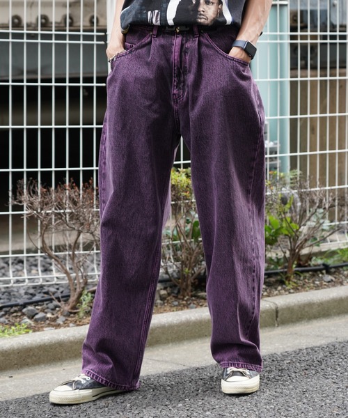 GUNG HO（ガンホー）の「GUNG HO / ガンホー DENIM BAGGY PANTS OVER DYE バギーデニムパンツ オーバーダイ カラーデニム（デニムパンツ・メンズ・パープル/グリーン・SMALL/MEDIUM/LARGE/X-SMALL）」の2枚目の写真