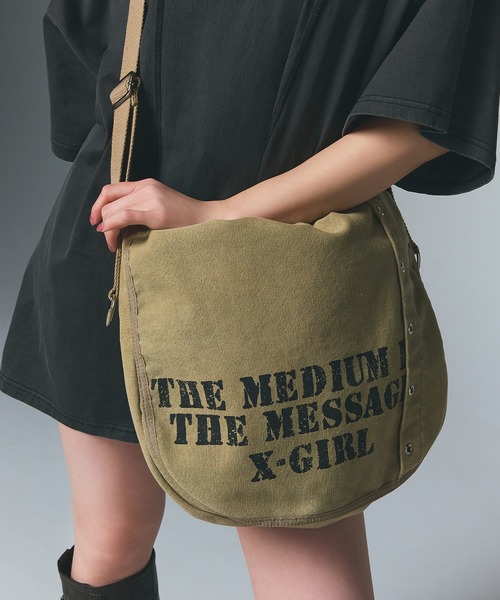 国内配送★X-girl★DISTRESSED PRINT SHOULDER BAG 2色 セール】DISTRESSED PRINT SHOULDER BAG(ショルダーバッグ)|X