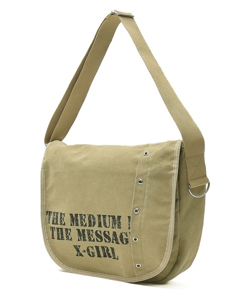 X-girl（エックスガール）の「DISTRESSED PRINT SHOULDER BAG（ショルダーバッグ・レディース・ブラック/ブラウン・ONE SIZE）」の6枚目の写真