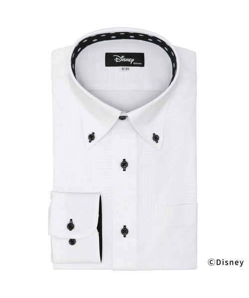TOKYO SHIRTS(トウキョウシャツ)の「【Disney ディズニー】形態安定ノーアイロン ボタンダウン 長袖ストレッチビジネスワイシャツ(ビジネスシャツ・メンズ・ホワイト・首回り37cm-裄丈80cm/首回り39cm-裄丈80cm/首回り39cm-裄丈84cm/首回り41cm-裄丈82cm/首回り41cm-裄丈86cm/首回り42cm-裄丈82cm/首回り42cm-裄丈86cm/首回り43cm-裄丈82cm/首回り43cm-裄丈86cm/首回り37cm-裄丈84cm)」の1枚目の写真