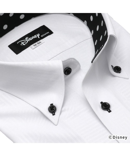 TOKYO SHIRTS(トウキョウシャツ)の「【Disney ディズニー】形態安定ノーアイロン ボタンダウン 長袖ストレッチビジネスワイシャツ(ビジネスシャツ・メンズ・ホワイト・首回り37cm-裄丈80cm/首回り39cm-裄丈80cm/首回り39cm-裄丈84cm/首回り41cm-裄丈82cm/首回り41cm-裄丈86cm/首回り42cm-裄丈82cm/首回り42cm-裄丈86cm/首回り43cm-裄丈82cm/首回り43cm-裄丈86cm/首回り37cm-裄丈84cm)」の2枚目の写真