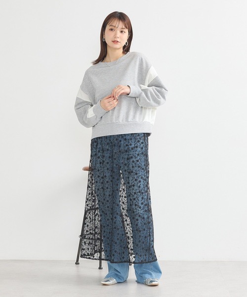 earth music&ecology（アースミュージックアンドエコロジー）の「シアーレースレイヤードスカート（スカート・レディース・アイボリー/ピンクベージュ/ブラック・FREE）」の12枚目の写真