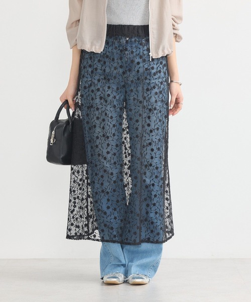 earth music&ecology（アースミュージックアンドエコロジー）の「シアーレースレイヤードスカート（スカート・レディース・アイボリー/ピンクベージュ/ブラック・FREE）」の7枚目の写真