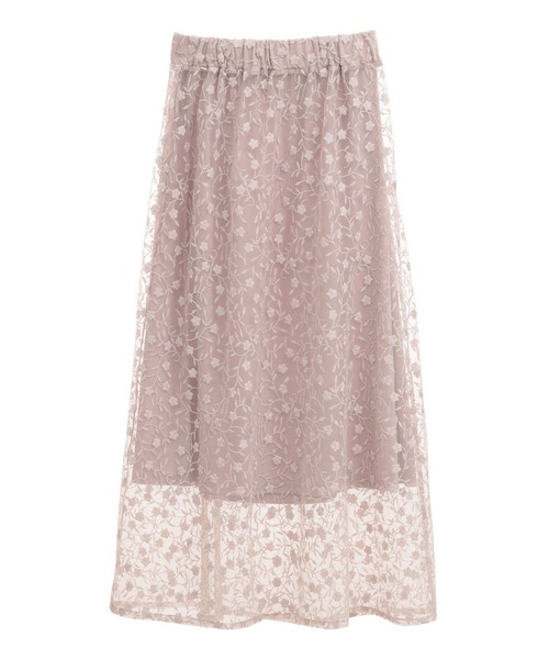 earth music&ecology（アースミュージックアンドエコロジー）の「シアーレースレイヤードスカート（スカート・レディース・アイボリー/ピンクベージュ/ブラック・FREE）」の21枚目の写真