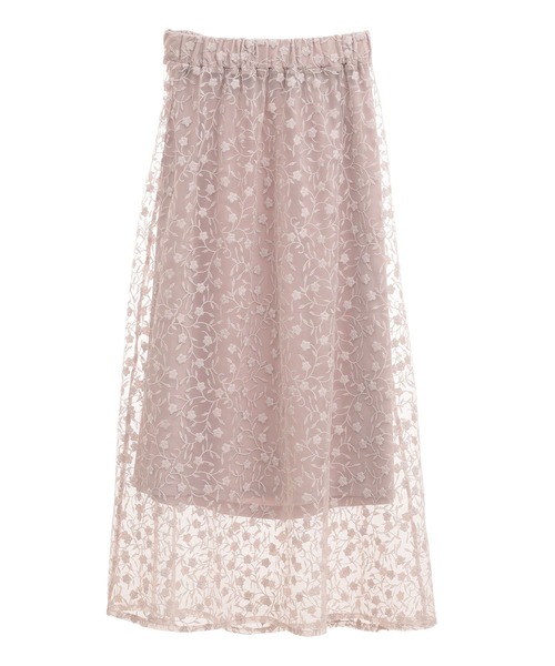 earth music&ecology（アースミュージックアンドエコロジー）の「シアーレースレイヤードスカート（スカート・レディース・アイボリー/ピンクベージュ/ブラック・FREE）」の22枚目の写真