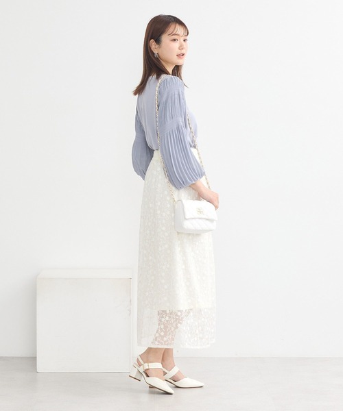 earth music&ecology（アースミュージックアンドエコロジー）の「シアーレースレイヤードスカート（スカート・レディース・アイボリー/ピンクベージュ/ブラック・FREE）」の17枚目の写真