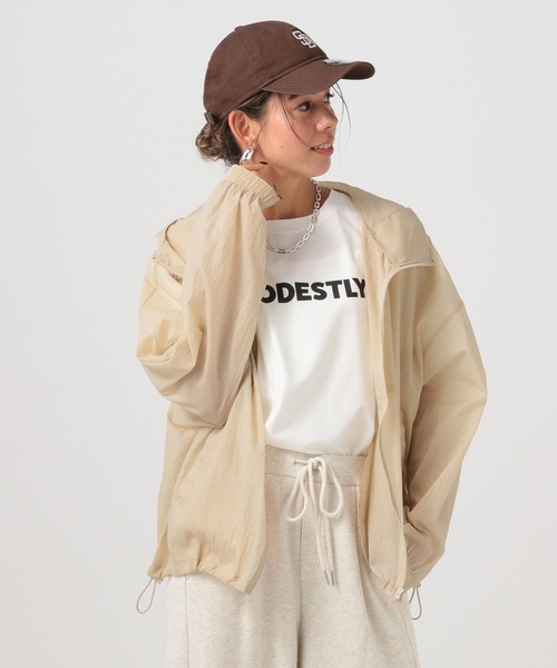 【BAYFLOW】【ベイフロー】シアージップパーカー　オフホワイト セール】[軽くてさらりとした肌触り]シアージップパーカー