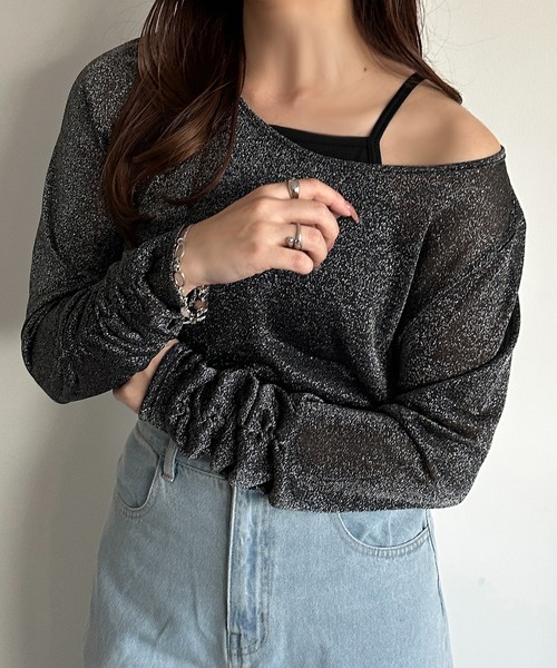 apres jour mignon(アプレジュールミニョン)の「レイヤードシアートップス【ZOZOTOWN限定アイテム】(Tシャツ/カットソー・レディース・ブラック/ライトグレー/ブラック系その他/オフホワイト・X-LARGE/フリー)」の3枚目の写真