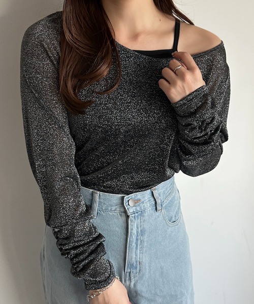 apres jour mignon(アプレジュールミニョン)の「レイヤードシアートップス【ZOZOTOWN限定アイテム】(Tシャツ/カットソー・レディース・ブラック/ライトグレー/ブラック系その他/オフホワイト・X-LARGE/フリー)」の9枚目の写真