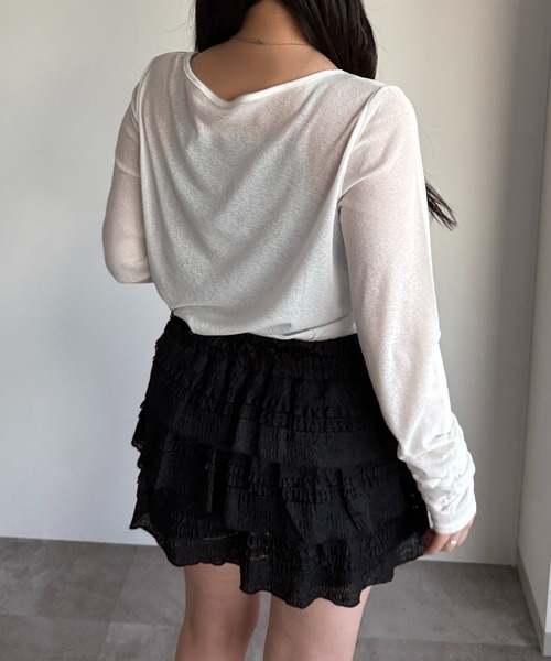 apres jour mignon(アプレジュールミニョン)の「レイヤードシアートップス【ZOZOTOWN限定アイテム】(Tシャツ/カットソー・レディース・ブラック/ライトグレー/ブラック系その他/オフホワイト・X-LARGE/フリー)」の15枚目の写真