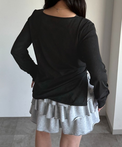 apres jour mignon(アプレジュールミニョン)の「レイヤードシアートップス【ZOZOTOWN限定アイテム】(Tシャツ/カットソー・レディース・ブラック/ライトグレー/ブラック系その他/オフホワイト・X-LARGE/フリー)」の18枚目の写真