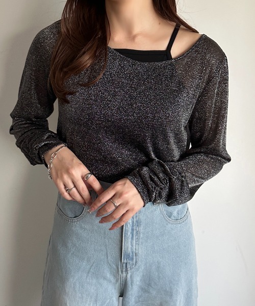 apres jour mignon(アプレジュールミニョン)の「レイヤードシアートップス【ZOZOTOWN限定アイテム】(Tシャツ/カットソー・レディース・ブラック/ライトグレー/ブラック系その他/オフホワイト・X-LARGE/フリー)」の22枚目の写真