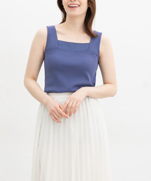 Honeys（ハニーズ）の「【ＵＶカット】シアー切替スクエアタンクトップ（タンクトップ・レディース・ホワイト/スミクロ/ブラック/ブルー/ブラウン・L/LL/M/S）」の5枚目の写真