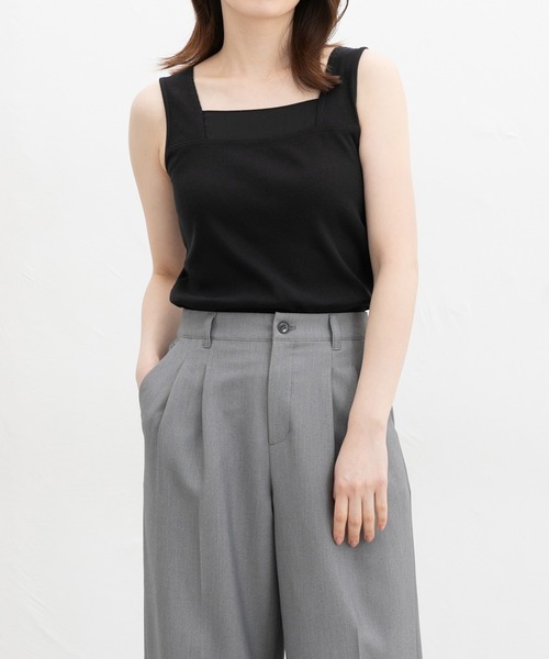 Honeys（ハニーズ）の「【ＵＶカット】シアー切替スクエアタンクトップ（タンクトップ・レディース・ホワイト/スミクロ/ブラック/ブルー/ブラウン・L/LL/M/S）」の3枚目の写真