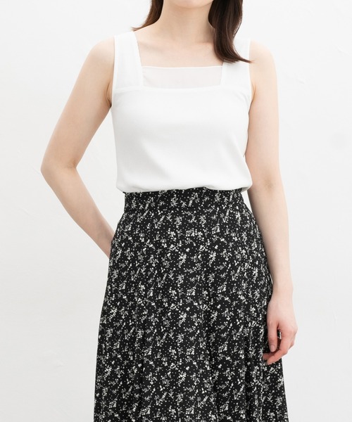 Honeys（ハニーズ）の「【ＵＶカット】シアー切替スクエアタンクトップ（タンクトップ・レディース・ホワイト/スミクロ/ブラック/ブルー/ブラウン・L/LL/M/S）」の8枚目の写真