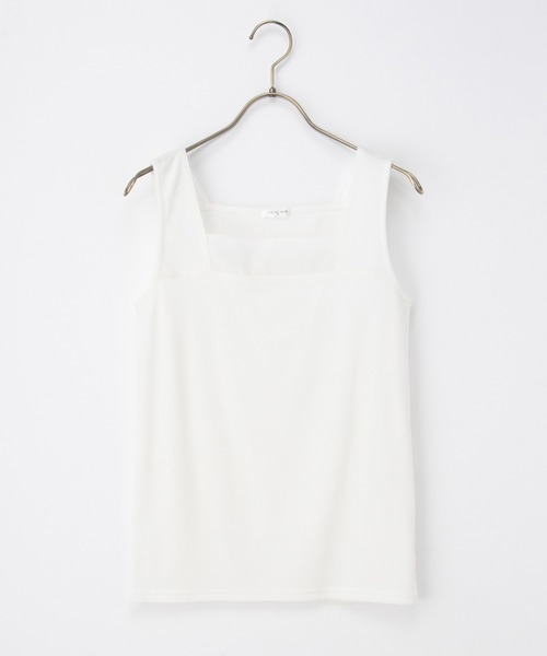 Honeys（ハニーズ）の「【ＵＶカット】シアー切替スクエアタンクトップ（タンクトップ・レディース・ホワイト/スミクロ/ブラック/ブルー/ブラウン・L/LL/M/S）」の10枚目の写真