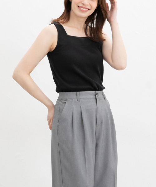 Honeys（ハニーズ）の「【ＵＶカット】シアー切替スクエアタンクトップ（タンクトップ・レディース・ホワイト/スミクロ/ブラック/ブルー/ブラウン・L/LL/M/S）」の13枚目の写真