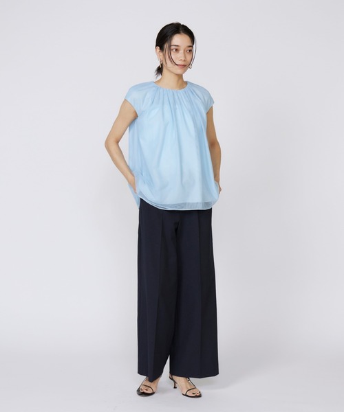 INED（イネド）の「チュールブラウス（シャツ/ブラウス・レディース・オフホワイト/ブラック/サックスブルー・9号/11号）」の9枚目の写真