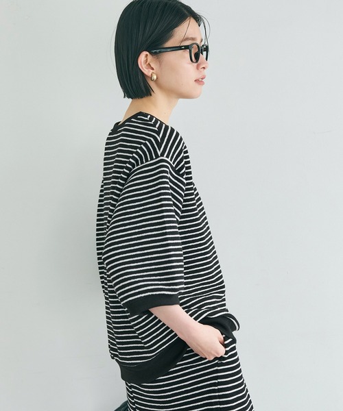 coca(coca)(コカ)の「膨れボーダースウェットトップス(スウェット・レディース・アイボリー/ブラック・S/L/M)」の10枚目の写真