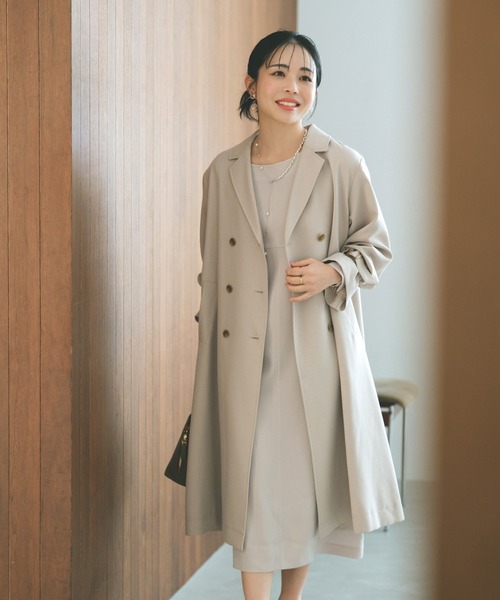 ベーシックとろみトレンチコート 【低身長・小柄女性】（トレンチ