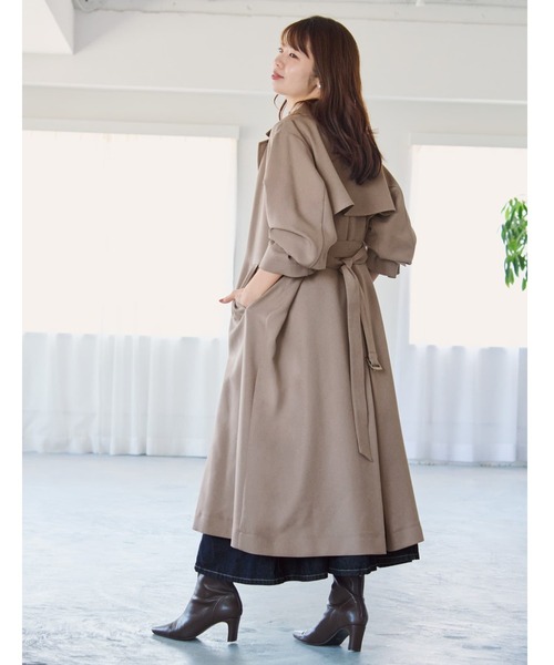ベーシックとろみトレンチコート 【低身長・小柄女性】(トレンチ ベーシックとろみトレンチコート 【低身長・小柄女性】(トレンチ