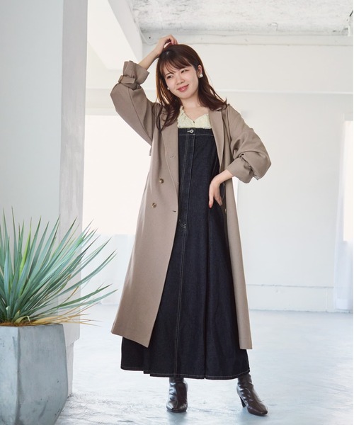 ベーシックとろみトレンチコート 【低身長・小柄女性】（トレンチ