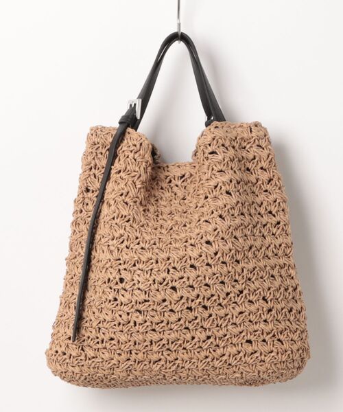 cache cache(カシュ カシュ)の「カシュカシュ cachecache / ベルトハンドル柄編トート(かごバッグ・レディース・ベージュ/キャメル・FREE)」の14枚目の写真