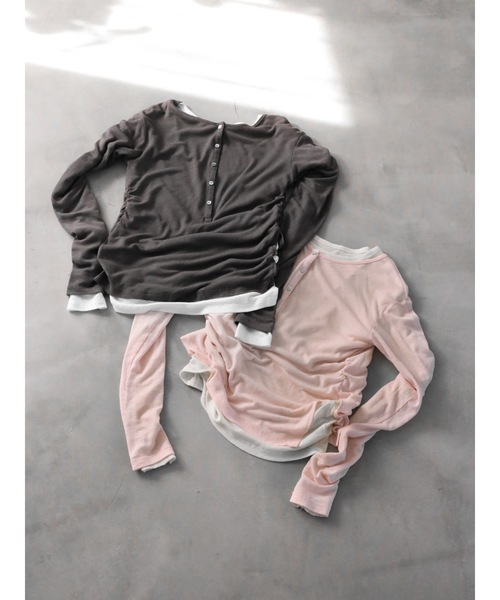 Katrin TOKYO(カトリーントーキョー)の「henry neck layered tee(Tシャツ/カットソー・レディース・ピンク/グレー・FREE/XS)」の3枚目の写真