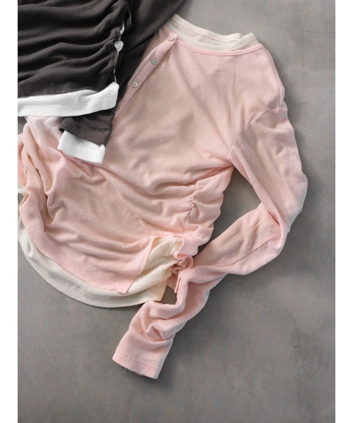 Katrin TOKYO(カトリーントーキョー)の「henry neck layered tee(Tシャツ/カットソー・レディース・ピンク/グレー・FREE/XS)」の4枚目の写真