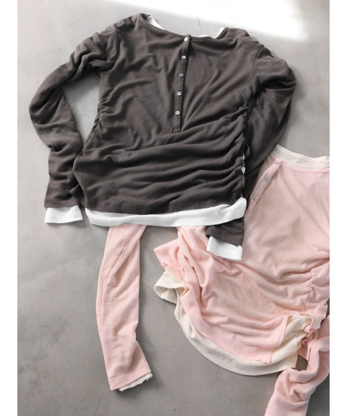 Katrin TOKYO(カトリーントーキョー)の「henry neck layered tee(Tシャツ/カットソー・レディース・ピンク/グレー・FREE/XS)」の5枚目の写真