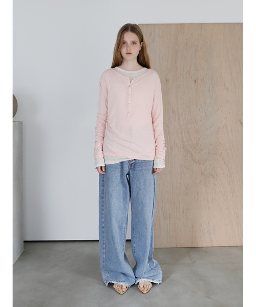 Katrin TOKYO(カトリーントーキョー)の「henry neck layered tee(Tシャツ/カットソー・レディース・ピンク/グレー・FREE/XS)」の14枚目の写真