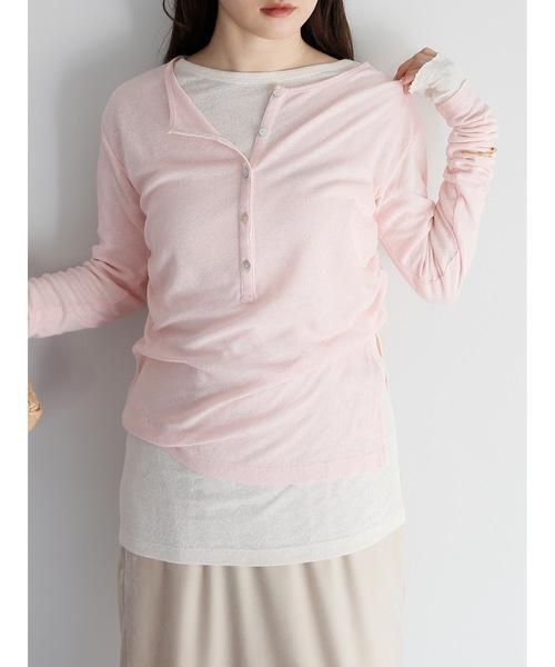 Katrin TOKYO(カトリーントーキョー)の「henry neck layered tee(Tシャツ/カットソー・レディース・ピンク/グレー・FREE/XS)」の17枚目の写真