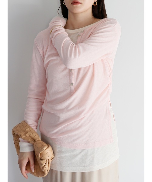 Katrin TOKYO(カトリーントーキョー)の「henry neck layered tee(Tシャツ/カットソー・レディース・ピンク/グレー・FREE/XS)」の18枚目の写真