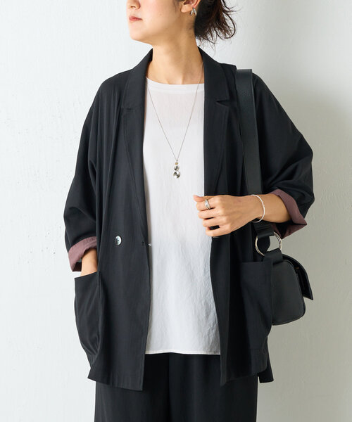 BEARDSLEY(ビアズリー)の「ストレッチジョーゼットブラウス(シャツ/ブラウス・レディース・ネイビー/ダークグレー/ブラック/アイボリー/ホワイト・FREE)」の9枚目の写真