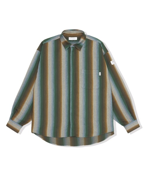 elephant TRIBAL fabrics(エレファントトライバルファブリックス)の「elephant TRIBAL fabrics Zip Ombre Stripe Shirt(シャツ/ブラウス・メンズ・ブラウン/グリーン・FREE)」の2枚目の写真
