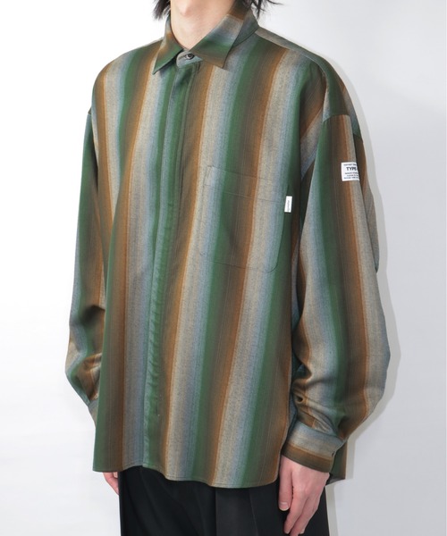elephant TRIBAL fabrics(エレファントトライバルファブリックス)の「elephant TRIBAL fabrics Zip Ombre Stripe Shirt(シャツ/ブラウス・メンズ・ブラウン/グリーン・FREE)」の9枚目の写真