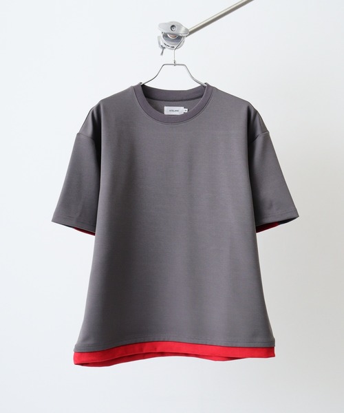 tシャツ ATELANE 切替オーバーサイズカットソー/ポンチ/スエード調/ナイロン レディース セール】ATELANE 切替オーバーサイズカットソー/ポンチ/スエード