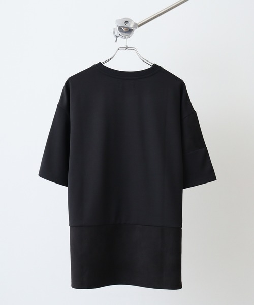 tシャツ ATELANE 切替オーバーサイズカットソー/ポンチ/スエード調/ナイロン レディース セール】ATELANE 切替オーバーサイズカットソー/ポンチ/スエード