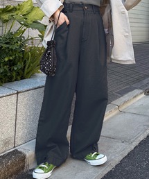 DOUBLE NAME | アート柄&無地裾ボタンパンツ(スラックス)