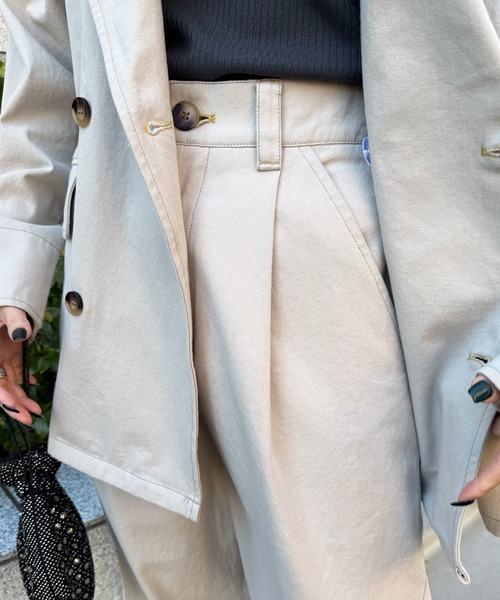 DOUBLE NAME(ダブルネーム)の「アート柄&無地裾ボタンパンツ(スラックス・レディース・ライトグレー/ベージュ系/ブラック・FREE)」の8枚目の写真