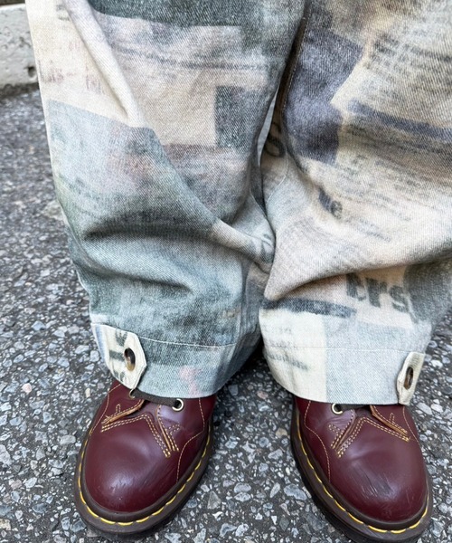 DOUBLE NAME(ダブルネーム)の「アート柄&無地裾ボタンパンツ(スラックス・レディース・ライトグレー/ベージュ系/ブラック・FREE)」の18枚目の写真