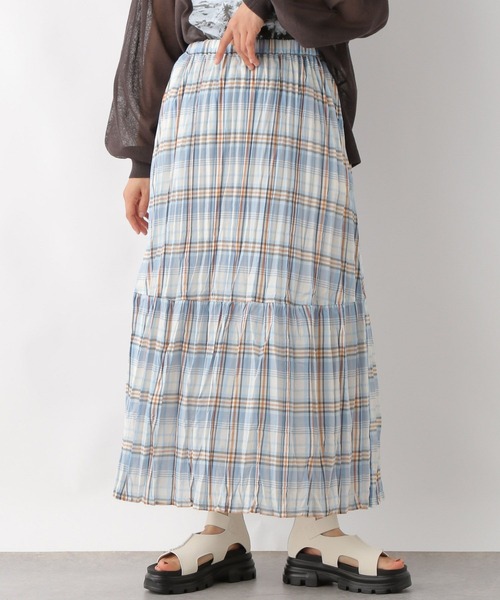 LEPSIM(レプシィム)の「クリンクルチェックスカート 323753(スカート・レディース・キャメル/ブラック/ライトブルー・FREE)」の2枚目の写真